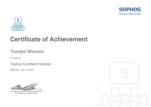 sophos certified engineer 2021 Torsten Winnen